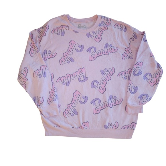 Barbie Tops - Barbie All Over Print Pink Purple Graphic Sweatshirt Women's Cherished Toys Lrg
